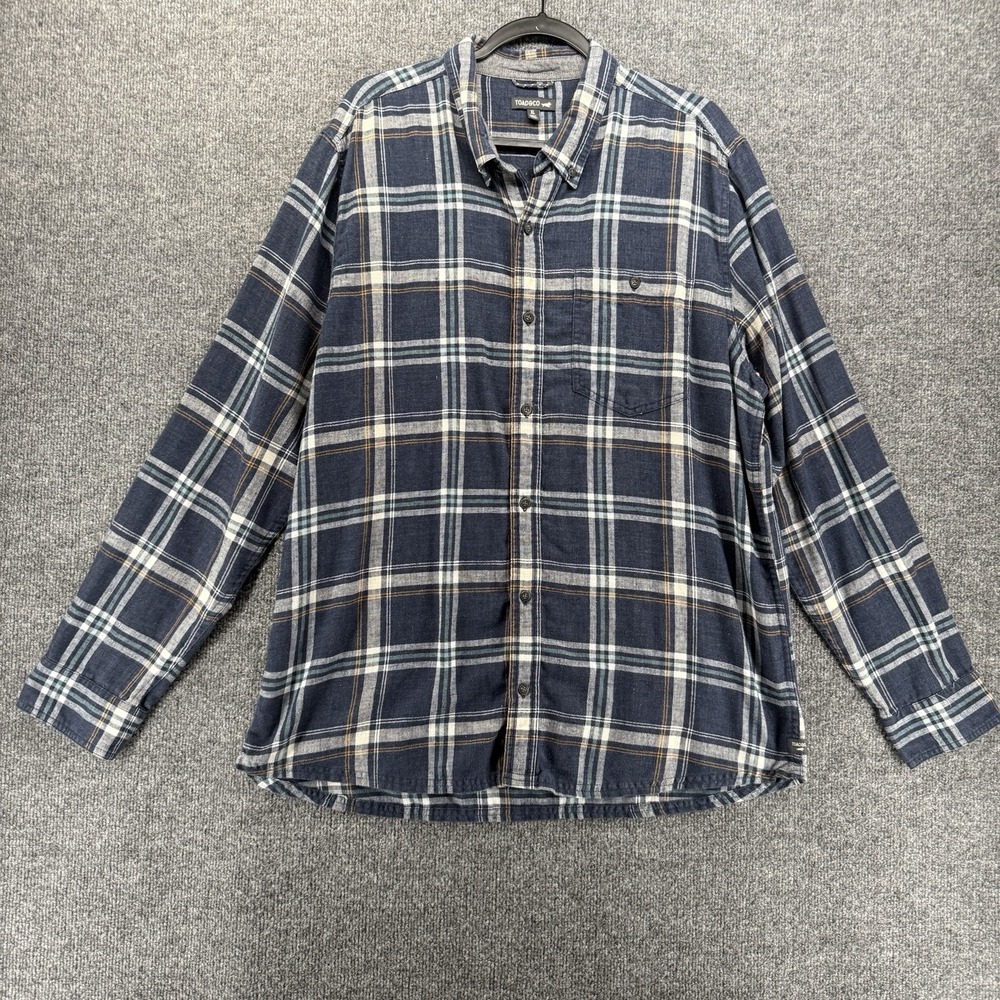 Toad and Co Shirt Mens XL Blue Plaid Button Up Long Sleeve Ranch Western Casual
